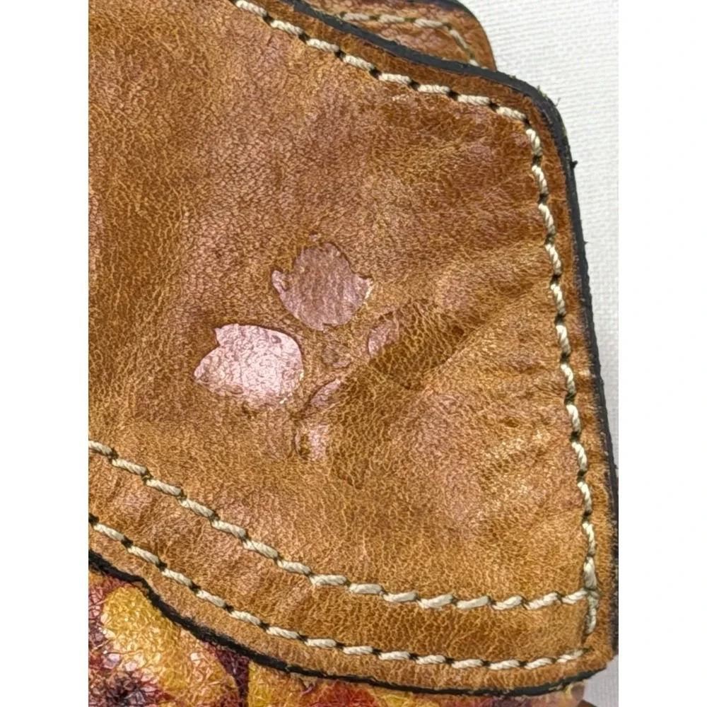 Patricia Nash Enlightened Garden Floral Leather Shoulder Bag Satchel Pleated GUC